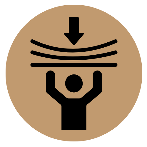 Figure bearing weight under pressure, representing stress tolerance and resilience