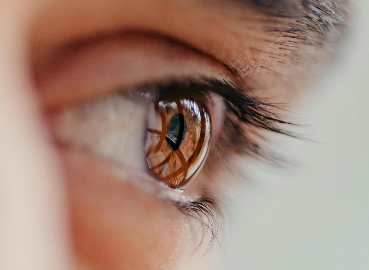 Close-up of a focused eye, representing sustained attention and mental clarity